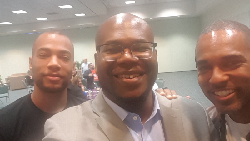 The Root maintaining our anti-black male cred with Kendrick Sampson (Insecure) and Jason George (Station 19) right before the Black Lives Matter panel.